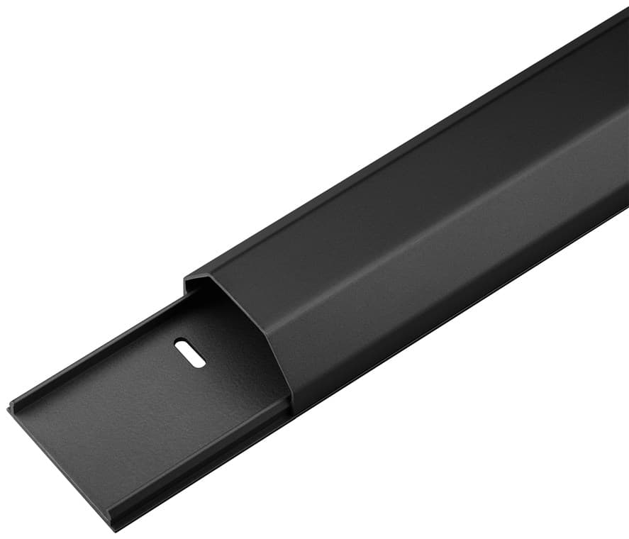 Chemin de câbles semi-circulaire en aluminium pour pose invisible de câbles, largeur 50 mm et longueur 1,1 m, noir