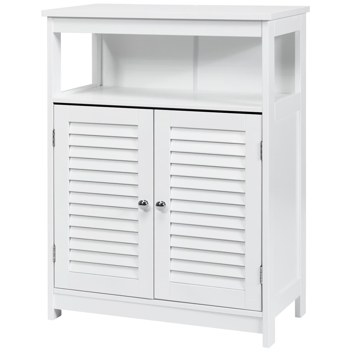 Meuble de Rangement pour Salle de Bain Meuble sur Pieds en Bois avec Placard 2 Portes pour Salle de