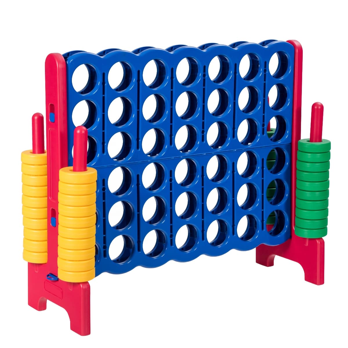 CostwayPuissance 4 Géant pour Enfants et Adultes avec 42 Jetons Circulaires Bleu foncé