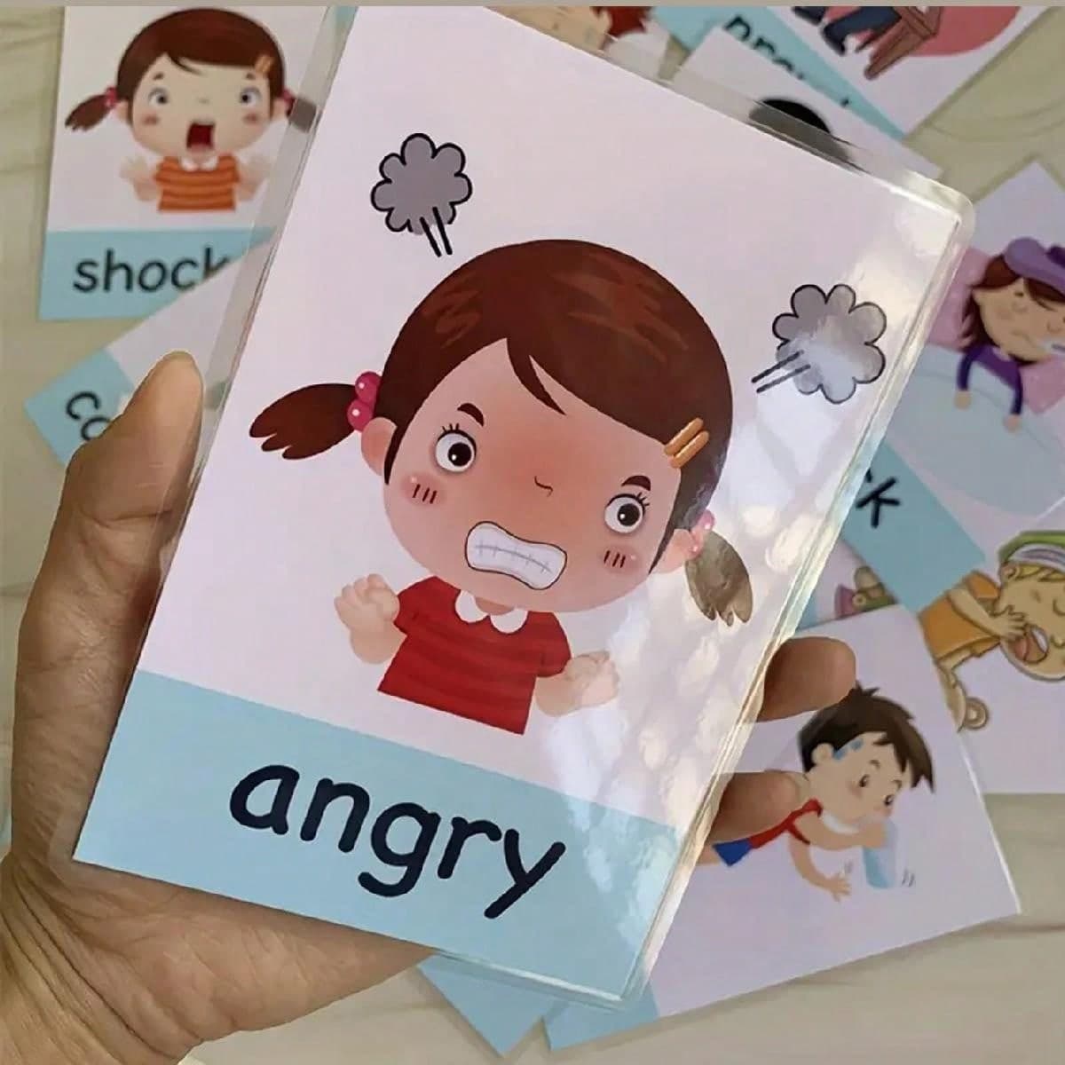 Ensemble de 12 cartes Montessori - Aide les enfants à apprendre à exprimer les changements émotionnels faciaux, améliore les compétences