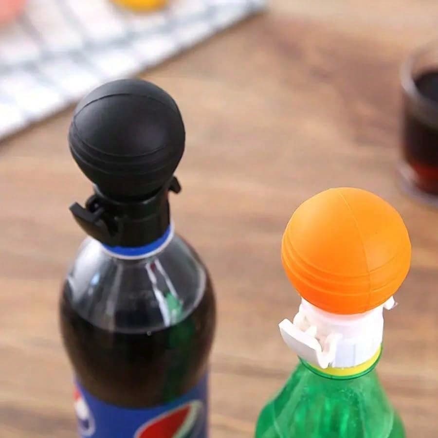 1 couvercle de bouteille de soude, couvercle de bouteille en forme de balle, bouchon de bouteille d'inflation manuel, protecteur de bouteille de