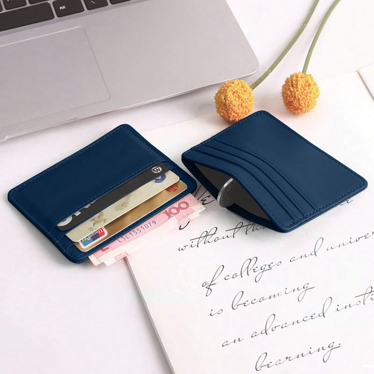 1 pièce Porte-cartes de crédit en PU ultra-mince et portable, mini-portefeuille pour cartes de visite, pièces de monnaie, abonnements de