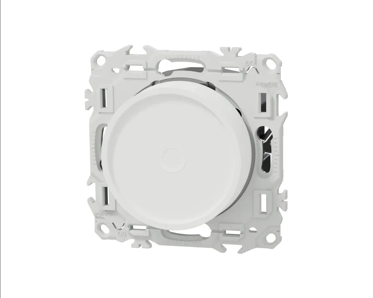 Variateur de lumière rotatif 2 ou 3 fils Blanc craie Schneider Odace