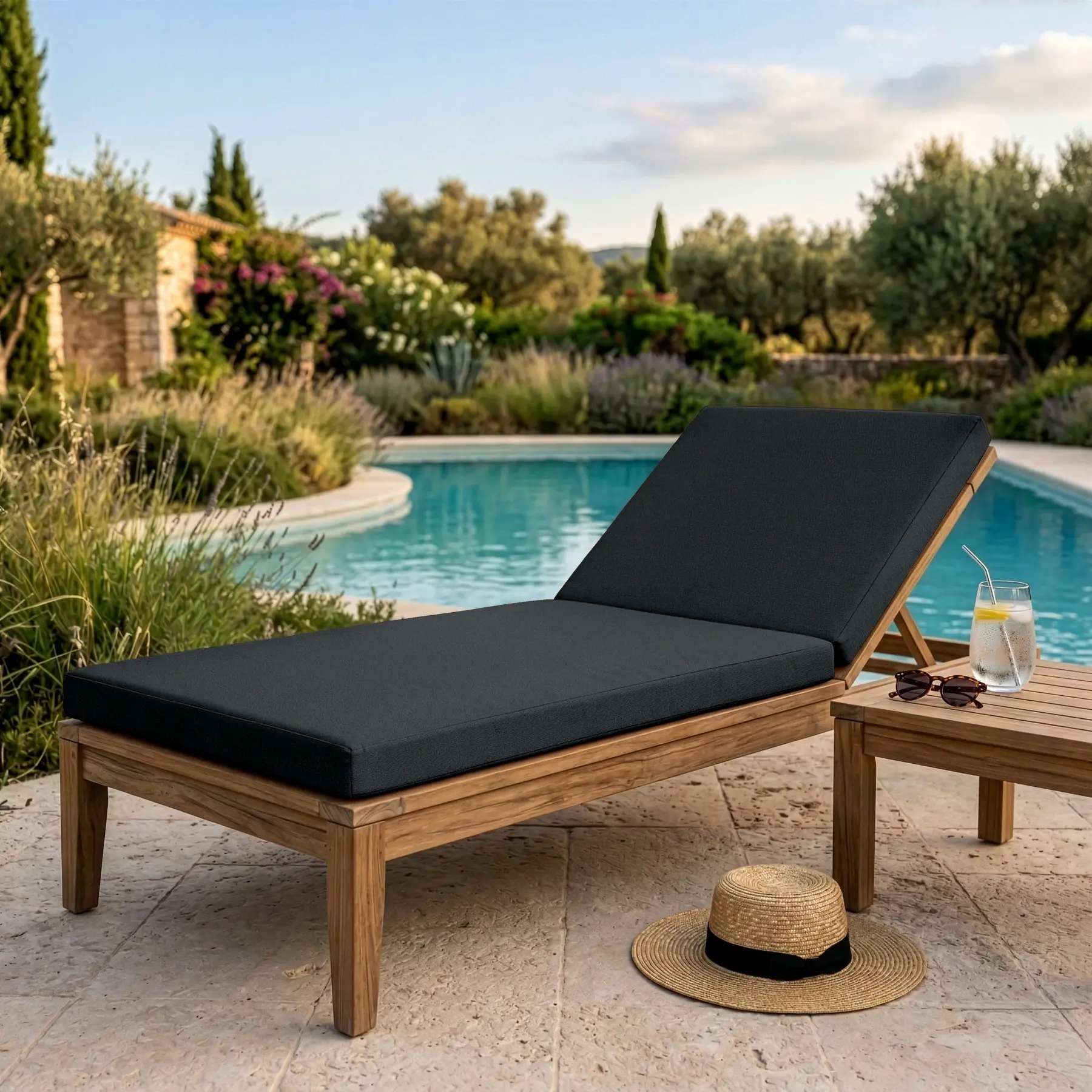 Coussin bain de soleil Oxford Gris haute durabilité usage intensif extérieur